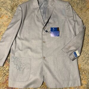 E J Samuel NWT Light Blue Blazer Jacket 50 L w/ Logo/Signature